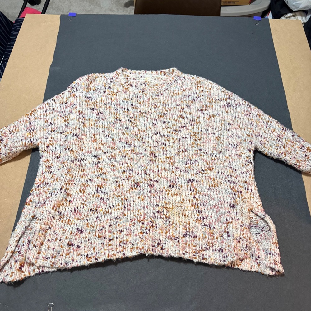 Lou and Grey Loft Oversized Confetti Knit Sweater Womens M White Shrug Core Fall